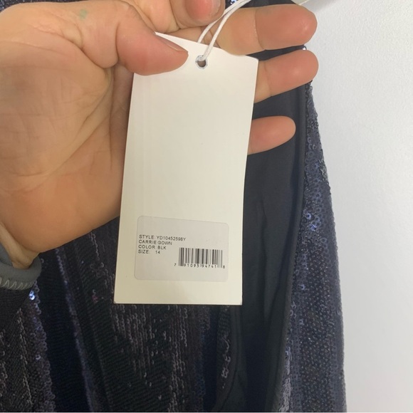 Likely Revolve black sequin halter Carrie formal gown size 14 prom wedding guest - Picture 8 of 10